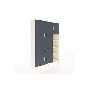 Hyperion Gardrop 10 Raflı Tek Çekmeceli 5 Kapaklı 132x44x195 Aytaşı-antrasit