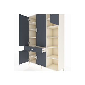 Hyperion Gardrop 10 Raflı Tek Çekmeceli 5 Kapaklı 132x44x195 Aytaşı-antrasit