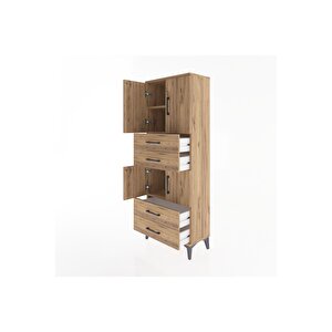 Arges Dolap 3 Raflı 4 Çekmeceli 4 Kapaklı 60x30x163 Çam-çam