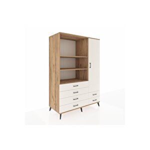 Kronos Dolap 7 Raflı 6 Çekmeceli Tek Kapaklı  132x59x195 Çam-aytaşı/aytaşı
