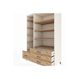 Kronos Dolap 9 Raflı 4 Çekmeceli  132x59x195 Aytaşı-çam/çam