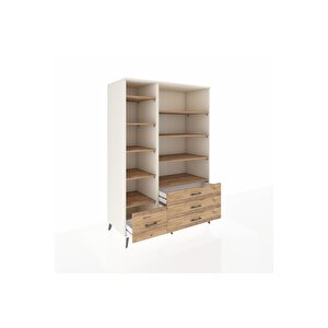 Kronos Dolap 9 Raflı 4 Çekmeceli  132x59x195 Aytaşı-çam/çam