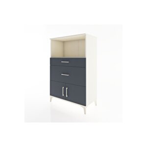 Hyperion Dolap Tek Raflı 2 Çekmeceli 2 Kapaklı 88x44x134 Aytaşı-antrasit