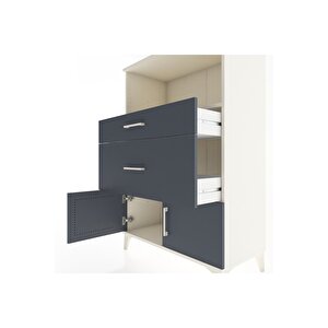 Hyperion Dolap Tek Raflı 2 Çekmeceli 2 Kapaklı 88x44x134 Aytaşı-antrasit