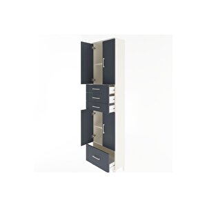 Arges Dolap 4 Raflı 4 Çekmeceli 4 Kapaklı 60x30x243 Aytaşı-antrasit