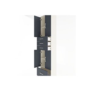 Arges Dolap 4 Raflı 4 Çekmeceli 4 Kapaklı 60x30x243 Aytaşı-antrasit