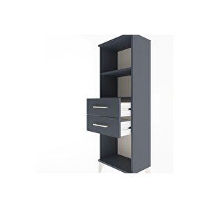 Arges Dolap 2 Raflı 2 Çekmeceli 44x30x134 Antrasit-antrasit