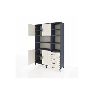 Hyperion Gardrop 9 Raflı 4 Çekmeceli 4 Kapaklı 132x44x195 Antrasit-aytaşı