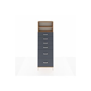 Arges Dolap 2 Raflı 6 Çekmeceli 60x30x182 Çam-antrasit