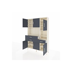 Arges Gardrop 10 Raflı 3 Çekmeceli 6 Kapaklı 132x30x195 Aytaşı-antrasit