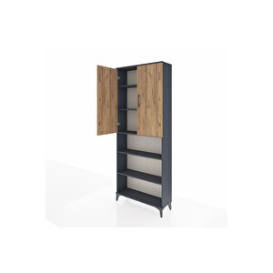 Arges Dolap 5 Raflı 2 Kapaklı 88x30x221 Antrasit-çam