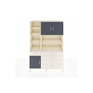 Hyperion Dolap 9 Raflı 5 Çekmeceli 3 Kapaklı 132x44x195 Aytaşı-antrasit/aytaşı