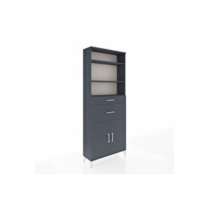 Arges Dolap 4 Raflı 2 Çekmeceli 2 Kapaklı 88x30x221 Antrasit-antrasit