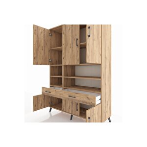 Hyperion Gardrop 8 Raflı 2 Çekmeceli 6 Kapaklı 132x44x195 Çam-çam