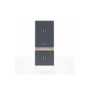 Arges Dolap 5 Raflı Tek Çekmeceli 4 Kapaklı 88x30x221 Aytaşı-antrasit