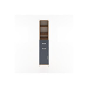 Hyperion Dolap 4 Raflı 2 Çekmeceli Tek Kapaklı 44x44x221 Çam-antrasit