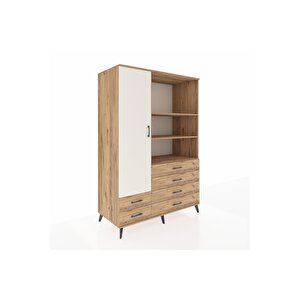Kronos Dolap 7 Raflı 6 Çekmeceli Tek Kapaklı  132x59x195 Çam-aytaşı/çam