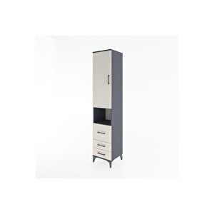 Hyperion Dolap 3 Raflı 3 Çekmeceli Tek Askılı 44x44x221 Antrasit-aytaşı