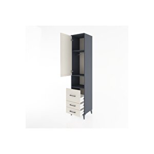 Hyperion Dolap 3 Raflı 3 Çekmeceli Tek Askılı 44x44x221 Antrasit-aytaşı