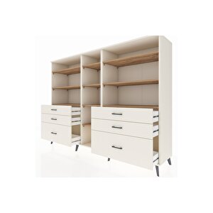 Hyperion Dolap 10 Raflı 6 Çekmeceli  220x44x163 Aytaşı-çam/aytaşı