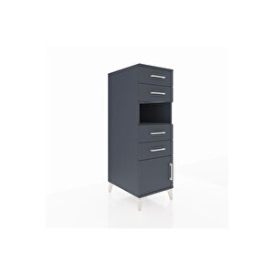 Kronos Dolap Tek Raflı 4 Çekmeceli Tek Kapaklı 44x59x134 Antrasit-antrasit