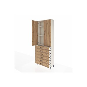 Arges Dolap 3 Raflı 6 Çekmeceli 2 Kapaklı 88x30x243 Aytaşı-çam