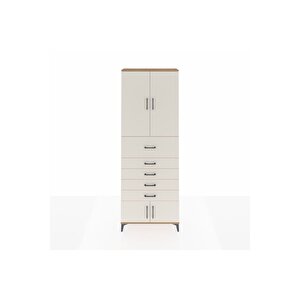 Arges Dolap 3 Raflı 5 Çekmeceli 4 Kapaklı 88x30x243 Çam-aytaşı
