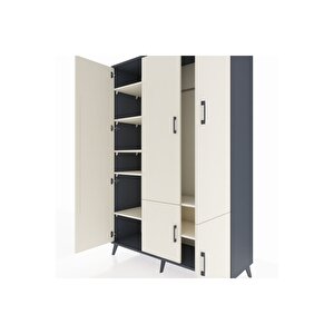 Hyperion Gardrop 7 Raflı 5 Kapaklı Tek Askılı 132x44x195 Antrasit-aytaşı