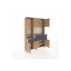 Arges Dolap 9 Raflı 3 Çekmeceli 6 Kapaklı 132x30x195 Çam-çam/antrasit