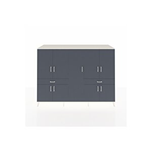 Kronos Dolap 12 Raflı 2 Çekmeceli 8 Kapaklı 220x59x163 Aytaşı-antrasit