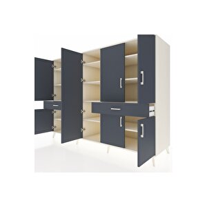 Kronos Dolap 12 Raflı 2 Çekmeceli 8 Kapaklı 220x59x163 Aytaşı-antrasit