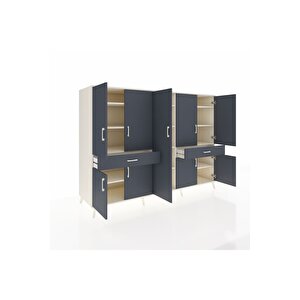 Kronos Dolap 12 Raflı 2 Çekmeceli 8 Kapaklı 220x59x163 Aytaşı-antrasit