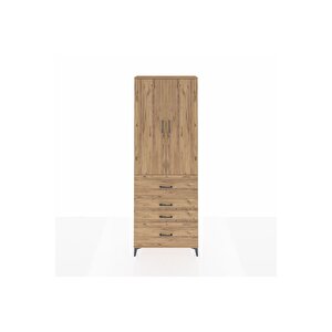 Arges Dolap 4 Raflı 4 Çekmeceli 2 Kapaklı 88x30x243 Çam-çam