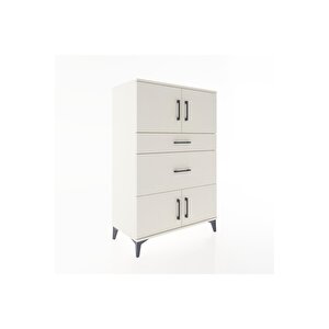 Hyperion Dolap Tek Raflı 2 Çekmeceli 4 Kapaklı 88x44x134 Aytaşı-aytaşı