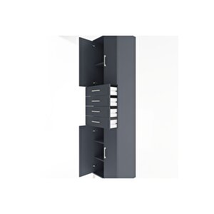 Hyperion Dolap 4 Raflı 4 Çekmeceli 4 Kapaklı 60x44x243 Antrasit-antrasit