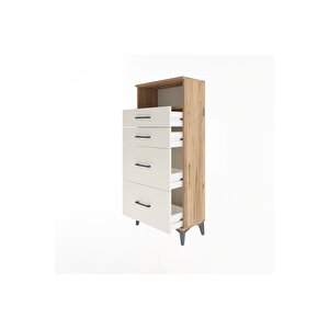 Arges Dolap Tek Raflı 4 Çekmeceli 60x30x134 Çam-aytaşı