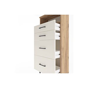 Arges Dolap Tek Raflı 4 Çekmeceli 60x30x134 Çam-aytaşı