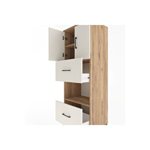 Hyperion Dolap 3 Raflı 2 Çekmeceli 2 Kapaklı 60x44x163 Çam-aytaşı