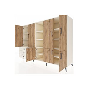 Kronos Dolap 11 Raflı 3 Çekmeceli 7 Kapaklı 220x59x163 Aytaşı-çam/aytaşı