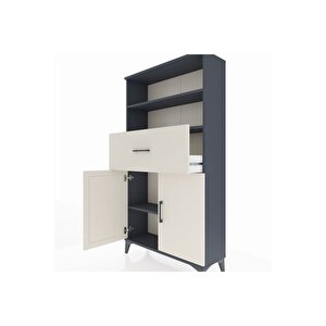 Arges Dolap 3 Raflı Tek Çekmeceli 2 Kapaklı 88x30x163 Antrasit-aytaşı