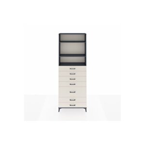 Arges Dolap 3 Raflı 7 Çekmeceli 88x30x243 Antrasit-aytaşı