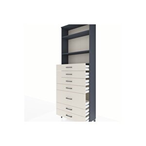 Arges Dolap 3 Raflı 7 Çekmeceli 88x30x243 Antrasit-aytaşı