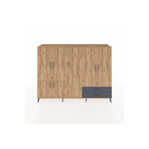 Hyperion Dolap 12 Raflı 2 Çekmeceli 7 Kapaklı 220x44x163 Çam-çam/antrasit