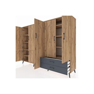 Hyperion Dolap 12 Raflı 2 Çekmeceli 7 Kapaklı 220x44x163 Çam-çam/antrasit