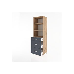 Hyperion Dolap 3 Raflı 3 Çekmeceli 60x44x195 Çam-antrasit