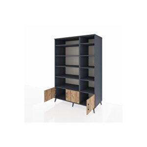 Kronos Dolap 10 Raflı 3 Kapaklı 132x59x195 Antrasit-çam/antrasit
