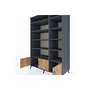 Kronos Dolap 10 Raflı 3 Kapaklı 132x59x195 Antrasit-çam/antrasit