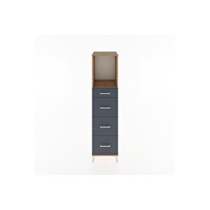 Hyperion Dolap Tek Raflı 4 Çekmeceli 44x44x182 Çam-antrasit