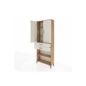 Arges Dolap 4 Raflı 2 Çekmeceli 2 Kapaklı 88x30x221 Çam-aytaşı