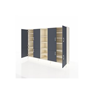 Hyperion Dolap 14 Raflı 8 Kapaklı 220x44x163 Aytaşı-antrasit/aytaşı